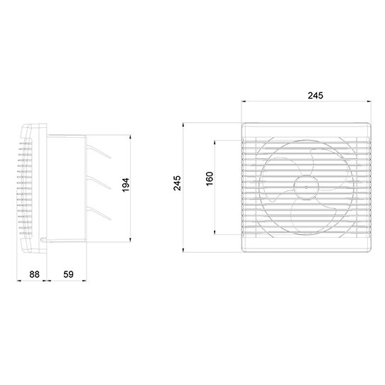 هواکش خانگی اتوایر با دمپر اتوماتیک دمنده VAL-15S2S