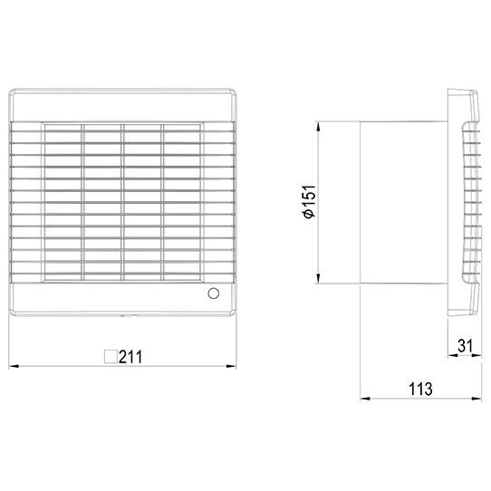 هواکش خانگی هایلوکس با دمپر برقی دمنده VDI-15S2S