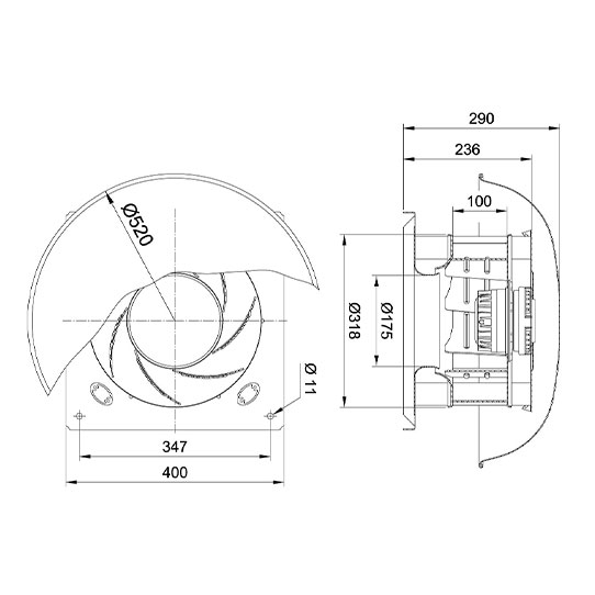 هواکش رادیال سقفی دمنده REB-31/10A6S