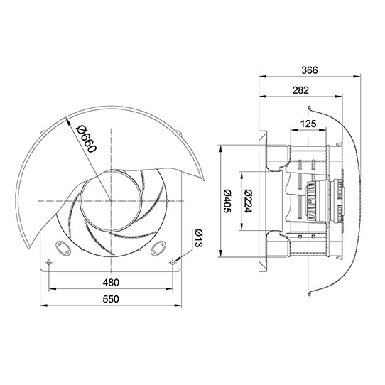 هواکش رادیال سقفی دمنده REB-40/12G6S