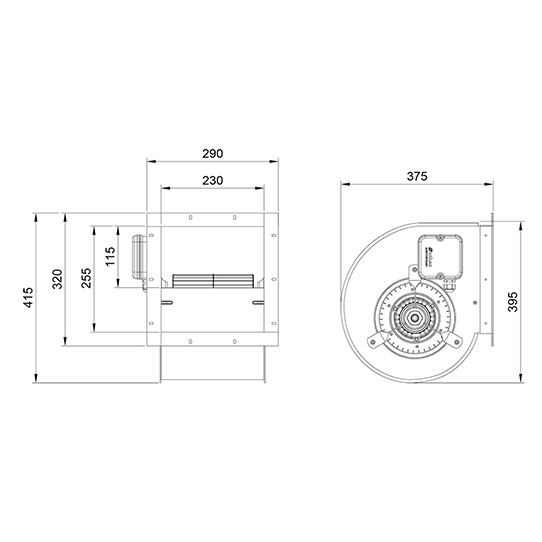 هواکش سانتریفیوژ دو طرف فوروارد -سه سرعته دمنده BEF-25/20F4S1