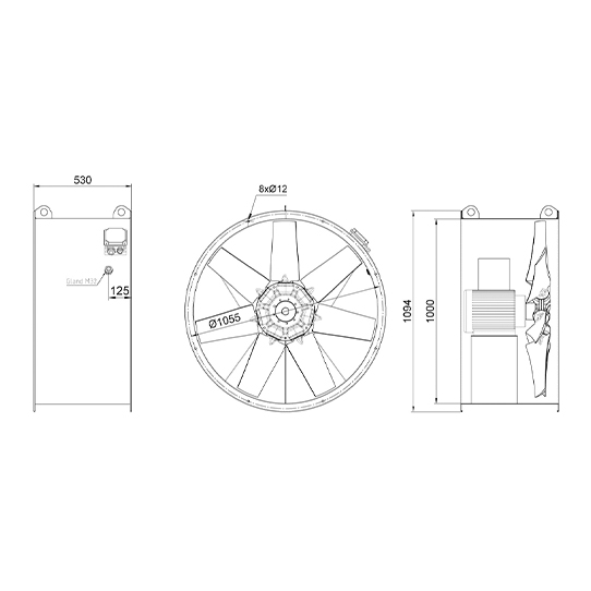 فن آکسیال سیلندری دمنده DAMP-WN150-4T-1000-24deg